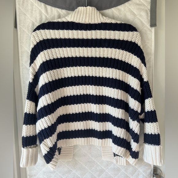 Express Navy and Cream Striped Cardigan - Picture 4 of 4